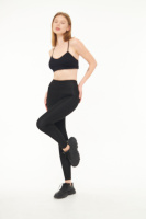 Siyah Kadın Spor Tayt Sıkılaştırıcı Toparlayıcı Yüksek Bel Tam Boy Spor Tayt Leggings Fitness