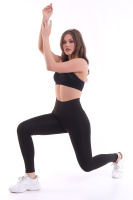 Siyah Kadın Spor Tayt Sıkılaştırıcı Toparlayıcı Yüksek Bel Tam Boy Spor Tayt Leggings Fitness