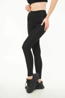 Siyah Kadın Spor Tayt Sıkılaştırıcı Toparlayıcı Yüksek Bel Tam Boy Spor Tayt Leggings Fitness