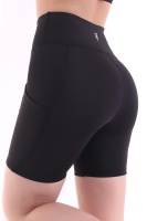 Siyah Kısa Tayt Cepli - Sporcu Tayt - Biker Yüksek Bel Toparlayıcı Tayt