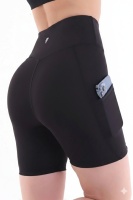 Siyah Kısa Tayt Cepli - Sporcu Tayt - Biker Yüksek Bel Toparlayıcı Tayt