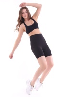 Siyah Kısa Tayt Cepli - Sporcu Tayt - Biker Yüksek Bel Toparlayıcı Tayt