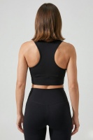 Siyah Pedli Fermuarlı Spor Büstiyer - Sports Bra / Crop Destekli Spor Sütyeni