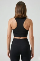 Siyah Pedli Fermuarlı Spor Büstiyer - Sports Bra / Crop Destekli Spor Sütyeni