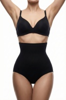 Siyah Yüksek Bel Lazer Kesim Slip Külot Görünmez Kaymaz Silikonlu Korse