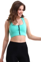Yeşil Fermuarlı Spor Büstiyer - Sports Bra / Crop Destekli Spor Sütyeni