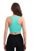 Yeşil Fermuarlı Spor Büstiyer - Sports Bra / Crop Destekli Spor Sütyeni