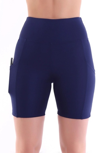 EMFURE Lacivert Kısa Tayt Cepli - Sporcu Tayt - Biker Yüksek Bel Toparlayıcı Tayt