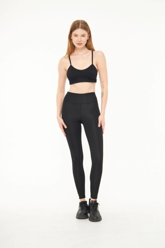 EMFURE Siyah Kadın Spor Tayt Sıkılaştırıcı Toparlayıcı Yüksek Bel Tam Boy Spor Tayt