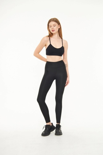 EMFURE Siyah Kadın Spor Tayt Sıkılaştırıcı Toparlayıcı Yüksek Bel Tam Boy Spor Tayt