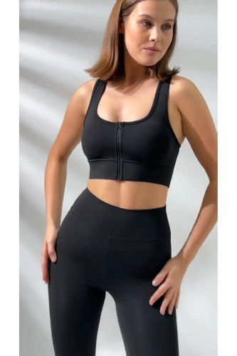 EMFURE Siyah Pedli Fermuarlı Spor Büstiyer