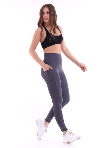Füme Kadın Spor Tayt Çift Cepli Sıkılaştırıcı Toparlayıcı Yüksek Bel Sporcu Taytı Leggings Fitness