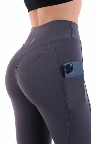 Füme Kadın Spor Tayt Çift Cepli Sıkılaştırıcı Toparlayıcı Yüksek Bel Sporcu Taytı Leggings Fitness