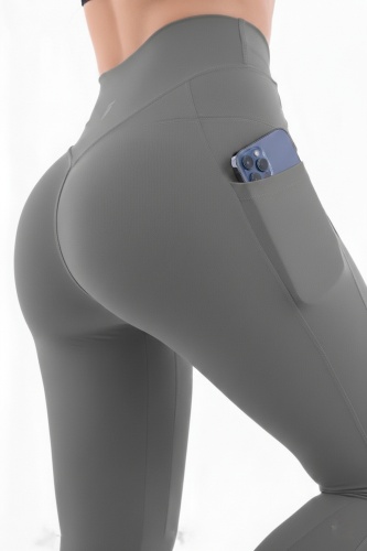 Haki Kadın Spor Tayt Çift Cepli Sıkılaştırıcı Toparlayıcı Yüksek Bel Sporcu Taytı Leggings Fitness