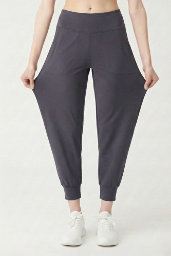 Kadın Füme Çift Cepli Yüksek Bel Lastikli Rahat Kesim Jogger Eşofman Altı