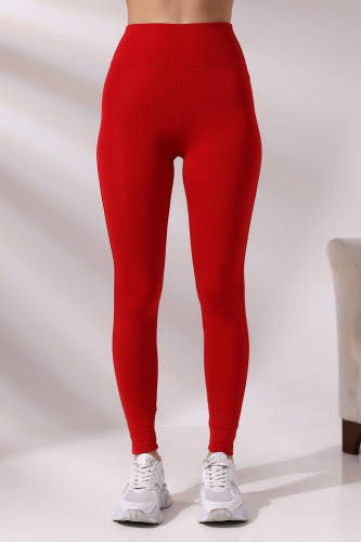 Kırmızı Kadın Spor Tayt Sıkılaştırıcı Toparlayıcı Yüksek Bel Tam Boy Spor Tayt Leggings Fitness