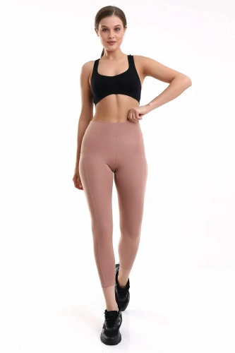 Pudra Kadın Spor Tayt Çift Cepli Sıkılaştırıcı Toparlayıcı Yüksek Bel Sporcu Taytı Leggings Fitness