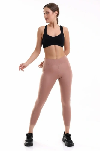 Pudra Kadın Spor Tayt Çift Cepli Sıkılaştırıcı Toparlayıcı Yüksek Bel Sporcu Taytı Leggings Fitness