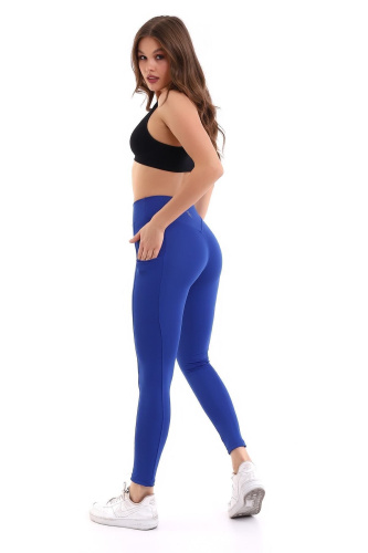 Saks Kadın Spor Tayt Çift Cepli Sıkılaştırıcı Toparlayıcı Yüksek Bel Sporcu Taytı Leggings Fitness