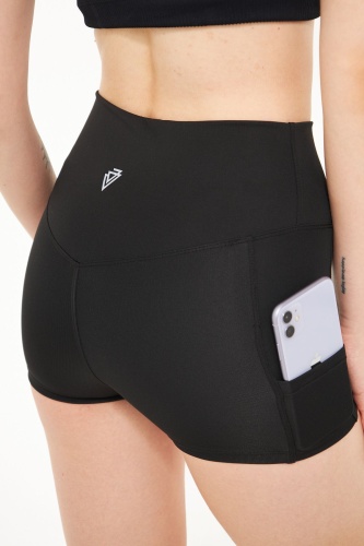 Siyah Kadın Kısa Toparlayıcı Yüksek Bel Spor Şort Voleybol Biker Leggings Fitness