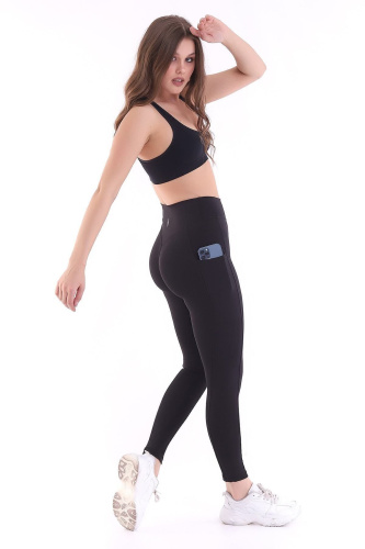Siyah Kadın Spor Tayt Çift Cepli Sıkılaştırıcı Toparlayıcı Yüksek Bel Sporcu Taytı Leggings Fitness