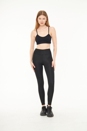 Siyah Kadın Spor Tayt Sıkılaştırıcı Toparlayıcı Yüksek Bel Tam Boy Spor Tayt Leggings Fitness