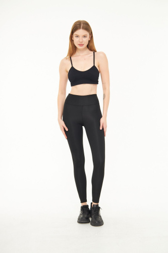Siyah Kadın Spor Tayt Sıkılaştırıcı Toparlayıcı Yüksek Bel Tam Boy Spor Tayt Leggings Fitness