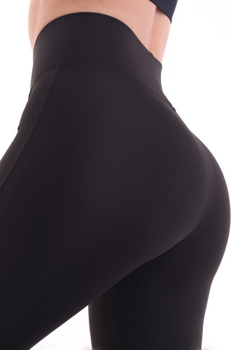 Siyah Kadın Spor Tayt Sıkılaştırıcı Toparlayıcı Yüksek Bel Tam Boy Spor Tayt Leggings Fitness