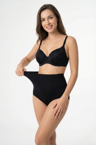 Siyah Yüksek Bel Lazer Kesim Slip Külot Görünmez Kaymaz Silikonlu Korse