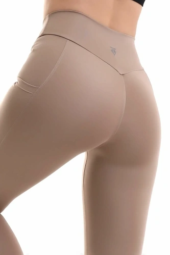 Vizon Kadın Spor Tayt Çift Cepli Sıkılaştırıcı Toparlayıcı Yüksek Bel Sporcu Taytı Leggings Fitness